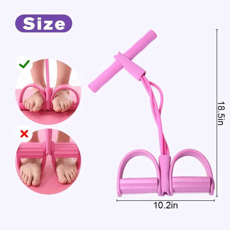 4-Tube Pedal Resistance Band for Home Workout – Multifunctional Fitness Tension Trainer for Full Body Exercise, Strength Training & Stretching Equipment