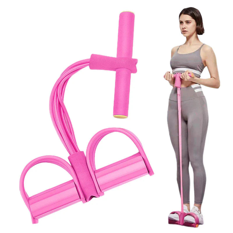 4-Tube Pedal Resistance Band for Home Workout – Multifunctional Fitness Tension Trainer for Full Body Exercise, Strength Training & Stretching Equipment