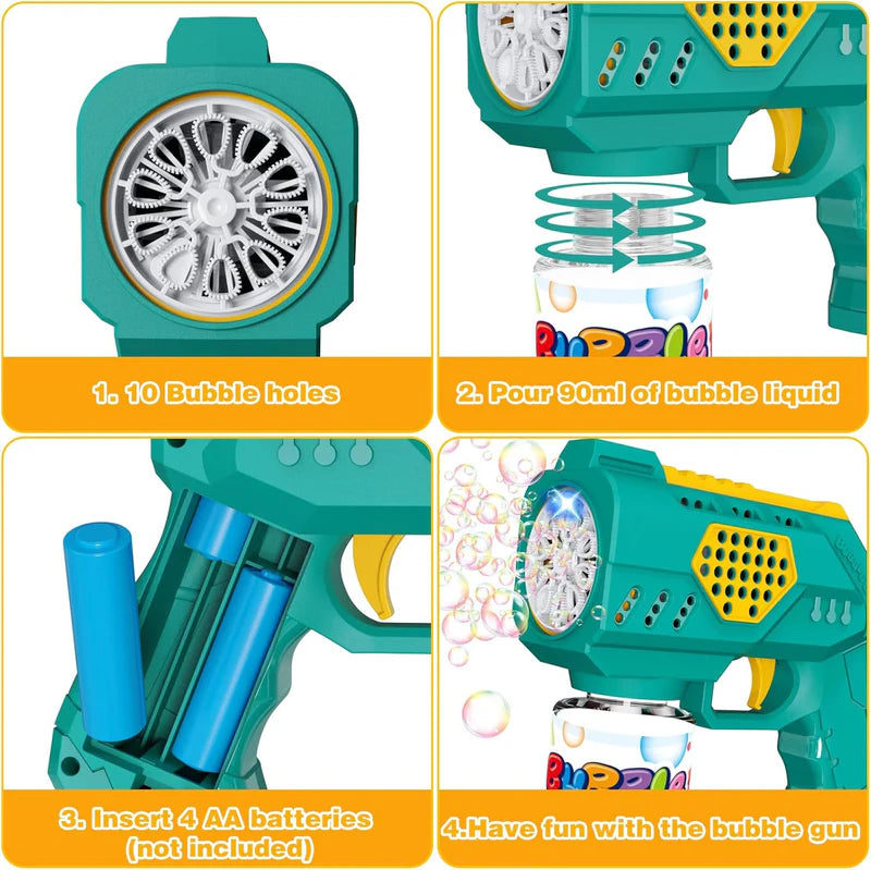 Electric Bubble Maker Gun Toy for Kids – Automatic Bubble Blaster with Continuous Bubbles, Fun Outdoor Toy for Boys & Girls