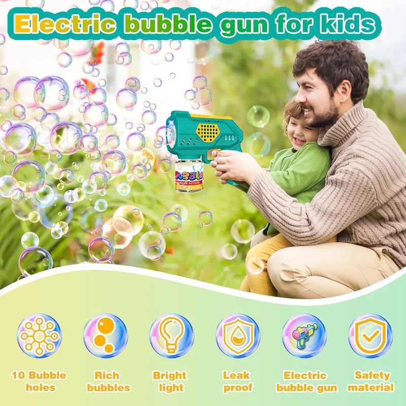 Electric Bubble Maker Gun Toy for Kids – Automatic Bubble Blaster with Continuous Bubbles, Fun Outdoor Toy for Boys & Girls