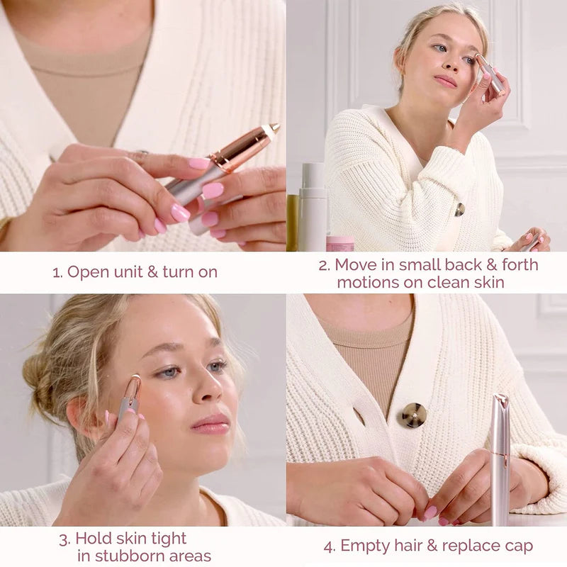 Finishing Touch Flawless Brows Eyebrow Hair Remover for Women with LED Light, Painless Precision Face Razor & Brow Trimmer